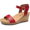 image:imageDREAM PAIRS Womens Cushioned Platform Wedge SandalsRedPu