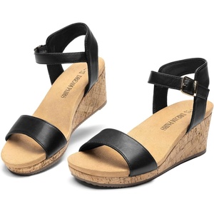 image:imageDREAM PAIRS Womens Cushioned Platform Wedge SandalsBlackPu