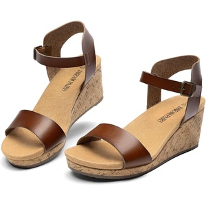 image:imageDREAM PAIRS Womens Cushioned Platform Wedge SandalsBrownpu