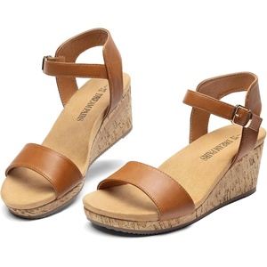 image:imageDREAM PAIRS Womens Cushioned Platform Wedge SandalsCamelPu