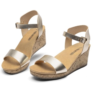 image:imageDREAM PAIRS Womens Cushioned Platform Wedge SandalsGoldpu