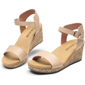 image:imageDREAM PAIRS Womens Cushioned Platform Wedge SandalsNudePu