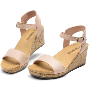 image:imageDREAM PAIRS Womens Cushioned Platform Wedge SandalsNudesuede