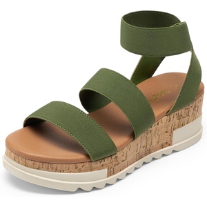 image:imageDREAM PAIRS Womens Open Toe Elastic Platform Wedge SandalsArmy Green