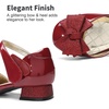 image:imageDREAM PAIRS Flower Girls Dress Shoes Bow Low HeelsDark Red