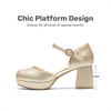 image:imageDREAM PAIRS Girls Dress Shoes Flower Platform HeelsGold
