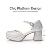 image:imageDREAM PAIRS Girls Dress Shoes Flower Platform HeelsSilver