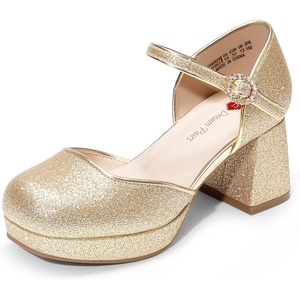 image:imageDREAM PAIRS Girls Dress Shoes Flower Platform HeelsGold