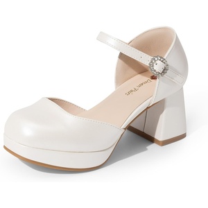 image:imageDREAM PAIRS Girls Dress Shoes Flower Platform HeelsIvory