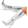 image:imageDREAM PAIRS Womens Pointed Stiletto Knee High BootsSilverpat