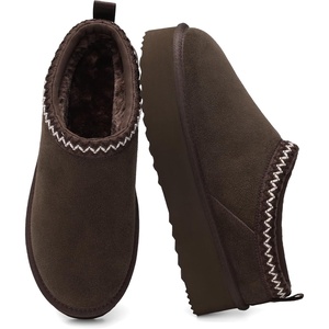 image:imageDREAM PAIRS Womens Platform Genuine Suede House SlippersDark Brown