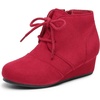 image:imageDREAM PAIRS Girls Boots Low Wedge Winter HeelRed