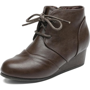 image:imageDREAM PAIRS Girls Boots Low Wedge Winter HeelBrownpu