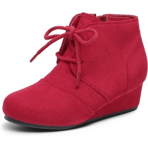 image:imageDREAM PAIRS Girls Boots Low Wedge Winter HeelRed