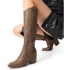 image:imageDREAM PAIRS Womens Cowboy Knee High Chunky Heel BootsLight Brown