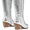 image:imageDREAM PAIRS Womens Cowboy Knee High Chunky Heel BootsMetallic Silver