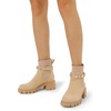 image:imageDREAM PAIRS Womens Elastic Chelsea Ankle Boots Fashion Low Chunky Heel Platform Lug Sole Short Booties ShoesNude