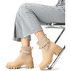 image:imageDREAM PAIRS Womens Elastic Chelsea Ankle Boots Fashion Low Chunky Heel Platform Lug Sole Short Booties ShoesNude
