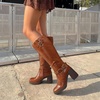 image:imageDREAM PAIRS Womens Platform Chunky Knee High BootsLight Brown