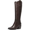 image:imageDREAM PAIRS Womens Cowboy Knee High Chunky Heel BootsBrownPu