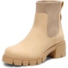 image:imageDREAM PAIRS Womens Elastic Chelsea Ankle Boots Fashion Low Chunky Heel Platform Lug Sole Short Booties ShoesNude