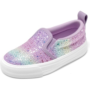 image:imageDREAM PAIRS Kids Sneakers Glitter SlipOnPurpleRainbow