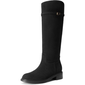 image:imageDREAM PAIRS KneeHigh Buckle Strap Riding BootsBlacksuede