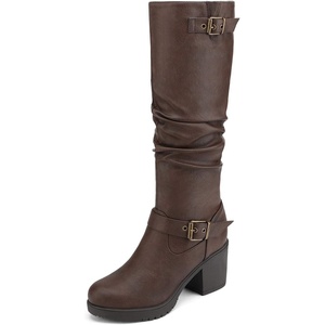 image:imageDREAM PAIRS Womens Chunky Heel Knee High Tall BootsBrown