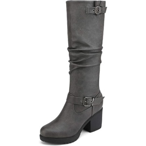 image:imageDREAM PAIRS Womens Chunky Heel Knee High Tall BootsGrey