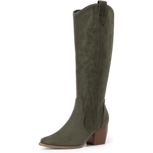 image:imageDREAM PAIRS Womens Cowboy Knee High Chunky Heel BootsGreen