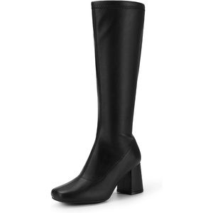 image:imageDREAM PAIRS Womens Gogo Boots Chunky Knee High BootsBlackPu