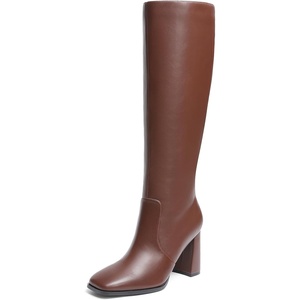 image:imageDREAM PAIRS Womens Knee High Square Toe Heel BootsBrown