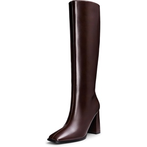 image:imageDREAM PAIRS Womens Knee High Square Toe Heel BootsBurgundy