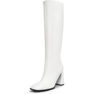 image:imageDREAM PAIRS Womens Knee High Square Toe Heel BootsWhitepu
