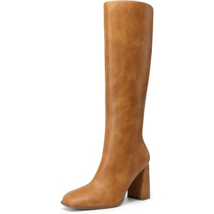 image:imageDREAM PAIRS Womens Knee High Square Toe Heel BootsYellow