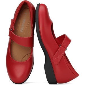 image:imageDREAM PAIRS Womens Mary Jane Flats Ankle Strap ShoesRed
