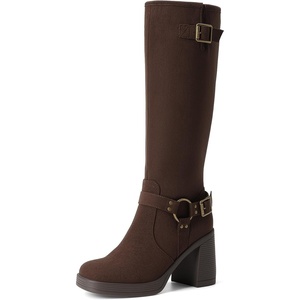 image:imageDREAM PAIRS Womens Platform Chunky Knee High BootsBrownsuede