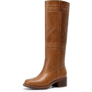image:imageDREAM PAIRS Womens Stitching Vintage Knee High BootsTan
