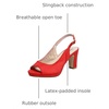 image:imageDREAM PAIRS Womens Slingback High Chunky Heels PumpsRedSuede