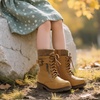 image:imageDREAM PAIRS Girls Combat Lace up Mid Calf BootsWheat