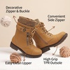 image:imageDREAM PAIRS Girls Combat Lace up Mid Calf BootsWheat