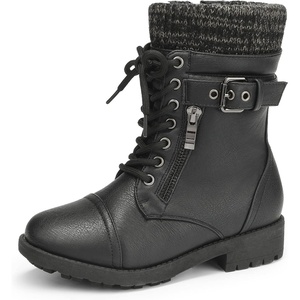image:imageDREAM PAIRS Girls Combat Lace up Mid Calf BootsBlack