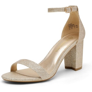 image:imageDREAM PAIRS Womens Comfort Block Heel SandalsGoldGlitter