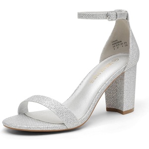 image:imageDREAM PAIRS Womens Comfort Block Heel SandalsSilverGlitter