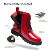 image:imageDREAM PAIRS Girls Ankle Combat Boots Boys Kid ShoesRed