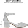 image:imageDREAM PAIRS ANNEE Pointed Toe Low Chunky Heel PumpsSilverGlitter