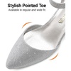 image:imageDREAM PAIRS ANNEE Pointed Toe Low Chunky Heel PumpsSilverGlitter