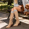 image:imageDREAM PAIRS Womens Slouchy KneeHigh Chunky Heel BootsApricot