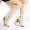image:imageDREAM PAIRS Womens Slouchy KneeHigh Chunky Heel BootsBeige