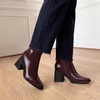 image:imageDREAM PAIRS Womens Square Toe Ankle BootsBurgundy